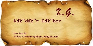Kádár Gábor névjegykártya